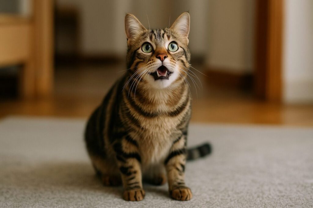 何かをお願いするように鳴いている猫