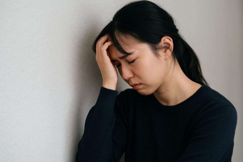 罪悪感に悩む女性の表情
